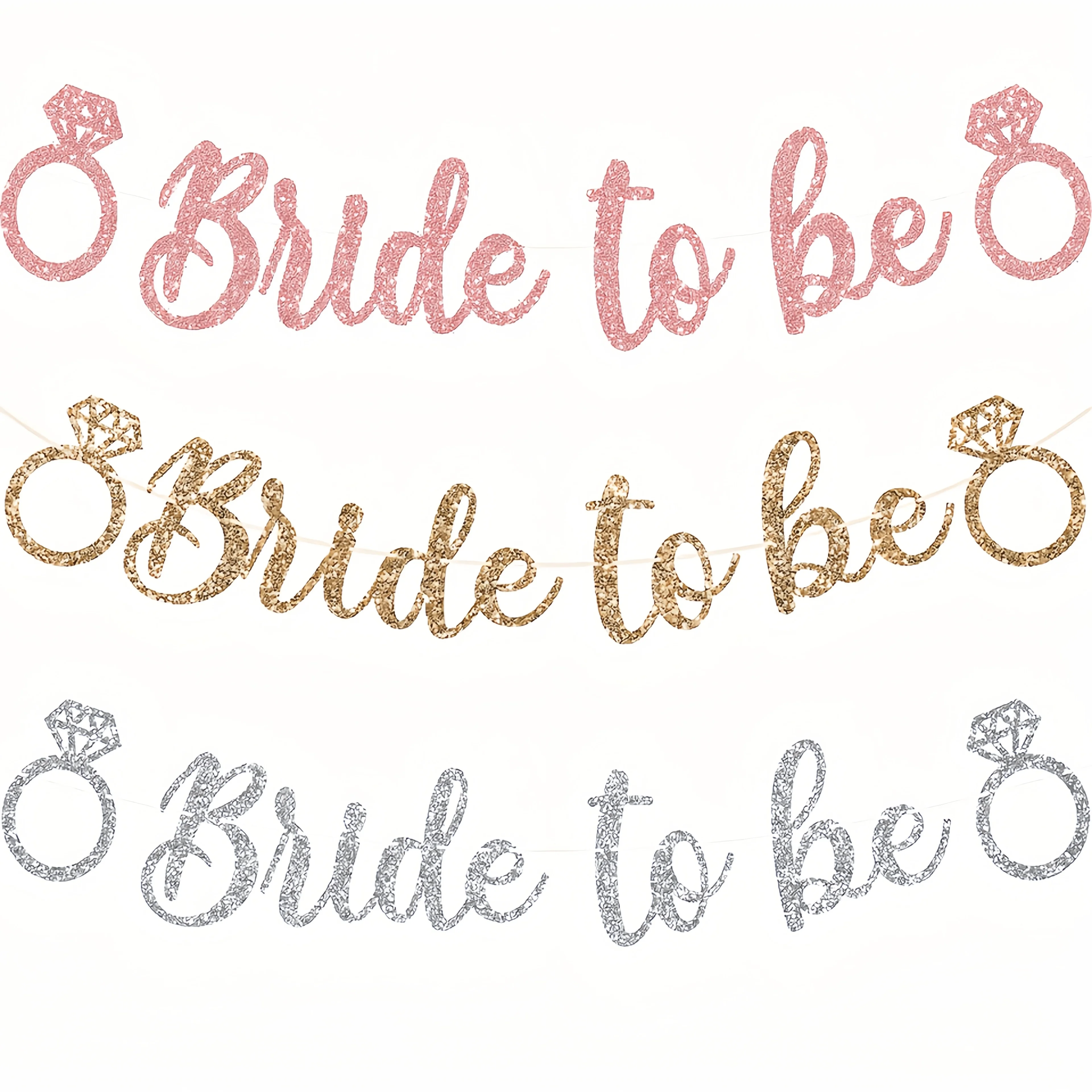 Glitzerndes Braut-Banner für Hochzeit, Brautparty, Dekoration, Junggesellenabschied, Diamantgarn, Kleid, Girlande, Flagge, Foto-Requisiten