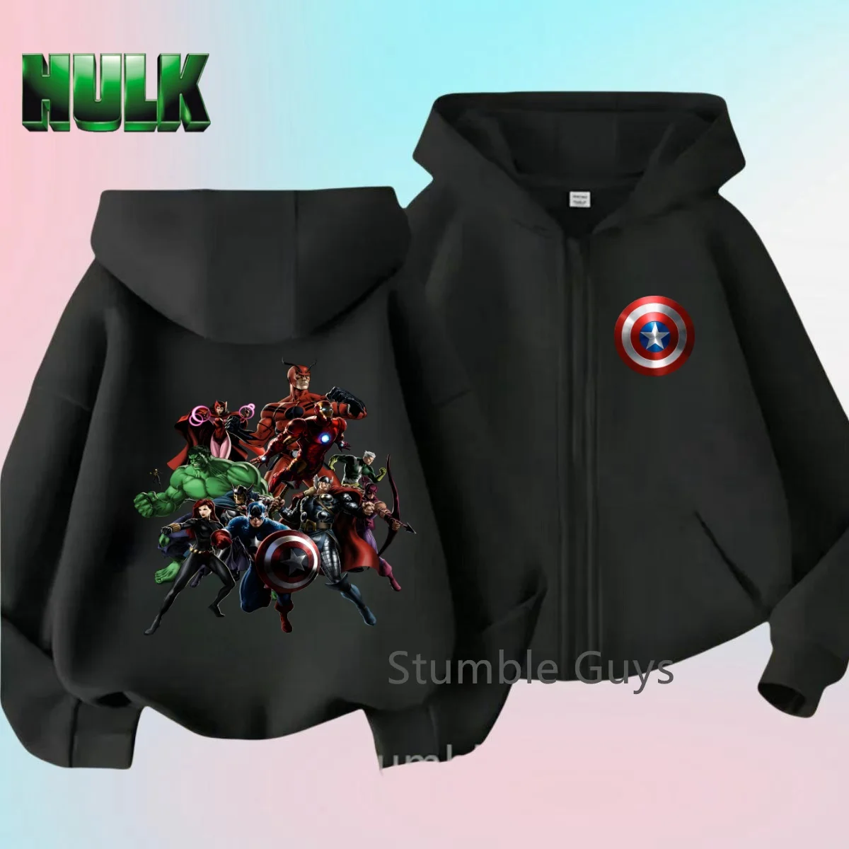 

Детский свитшот на молнии «Мстители», повседневный топ для девочек — мужской свитшот — мультяшный принт — осенне-зимняя верхняя одежда