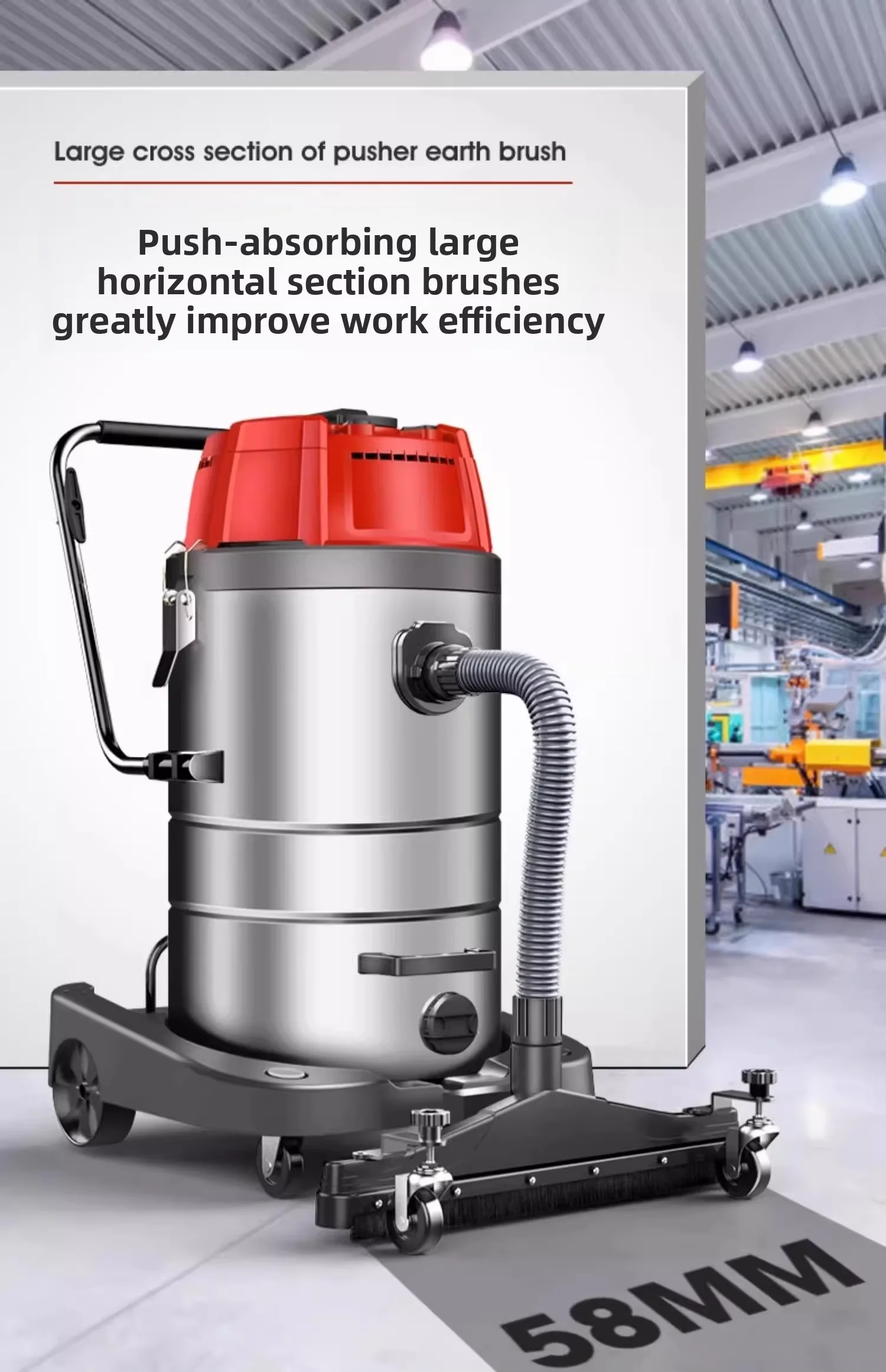 High-Power Dual-Use Wet/Dry Industrial Vacuum Cleaner Large Capacity Dust Bucket Electric for Outdoor Garage Factory Workshop