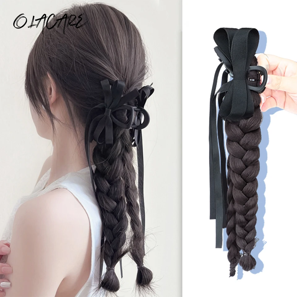 

OLACARE Synthetic Long Twist Braid Ponytail Extensions With Claw Clip Boxing Braided Hair Extensions For Women Daily Party