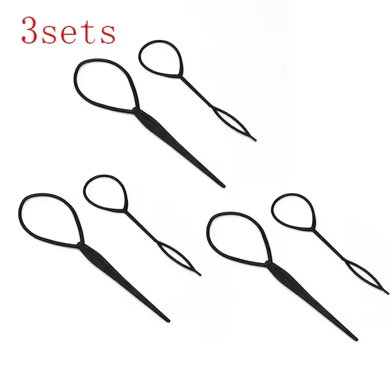 2 قطعة/S و ذيل حصان الخالق حلقة بلاستيكية الأسود المهر Topsy الذيل كليب إكسسوارات الشعر تجديل صانع أداة التصميم للنساء الفتيات