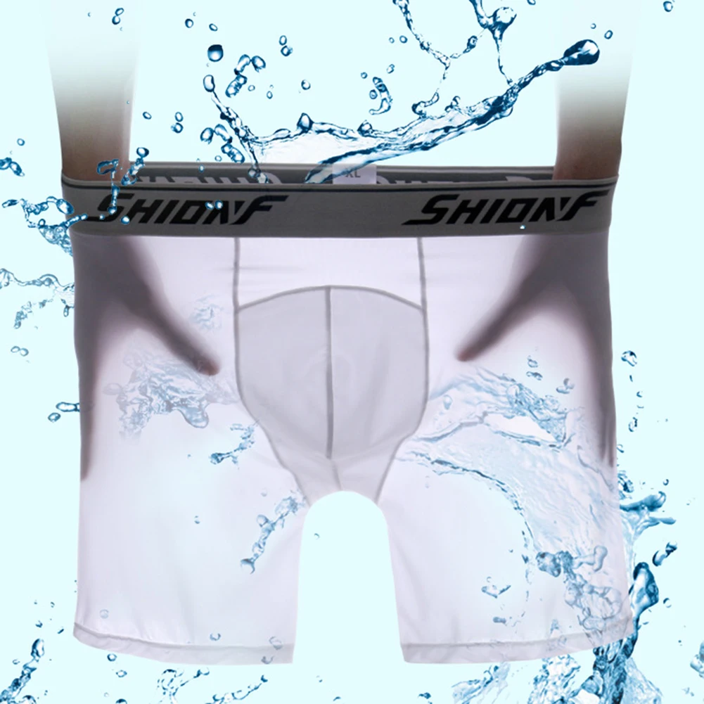 

Big Size Men's Breathable Underwear with Pouch Ice Silk Thin Boxers Briefs Offering Lightweight and Comfortable Fit