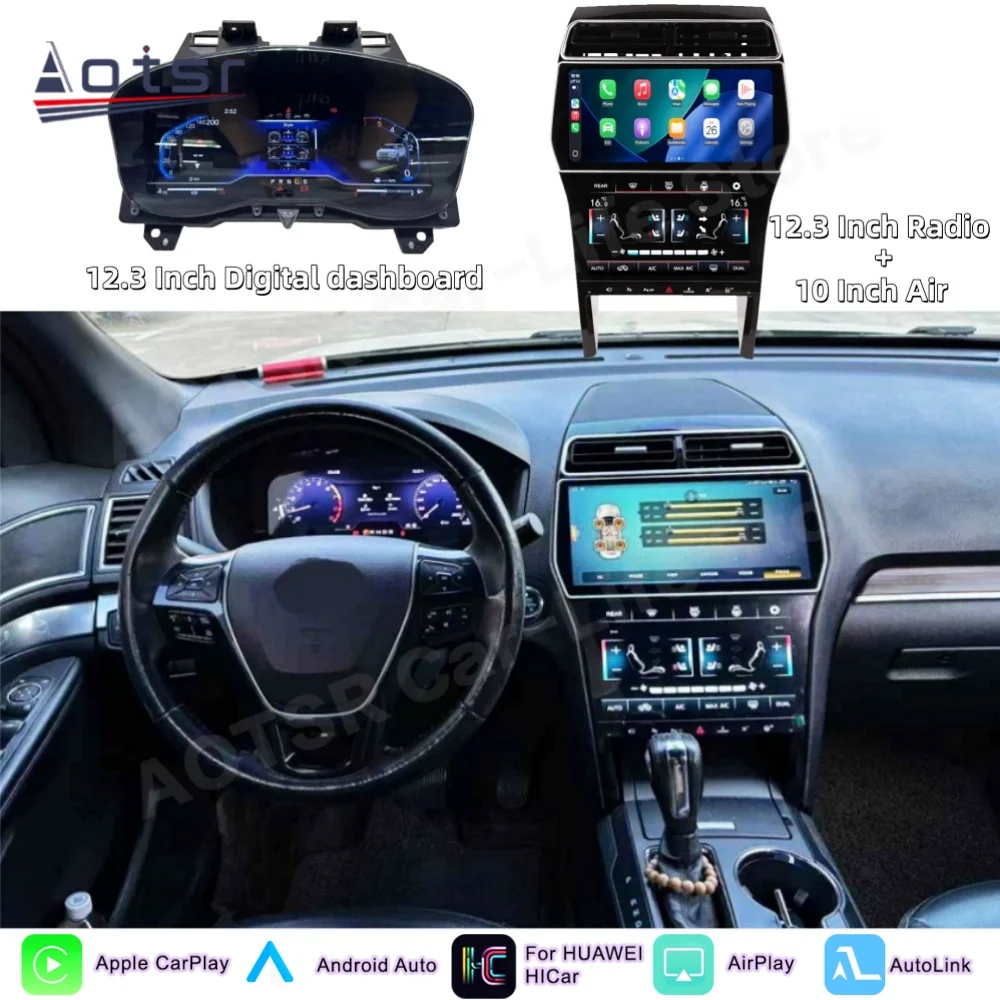 12.3 In For Ford Explorer 2011~2016 Built Carplay Digital Performance Display Dashboard  LCD Speed Table Car Virtual Information
