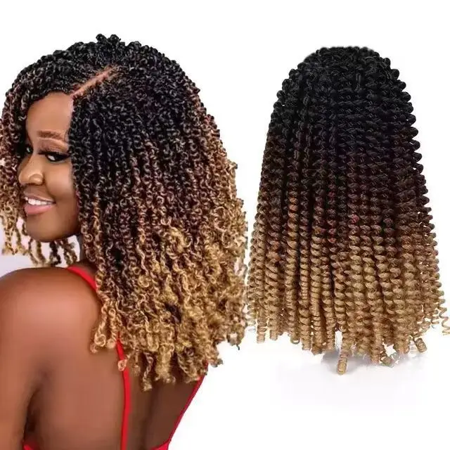 Synthetic Spring Twist Hair Crochet Braids Small Elastic Fake Dreadlocks Afro Style Costume Party Heat Resistant Wig Wholesale
