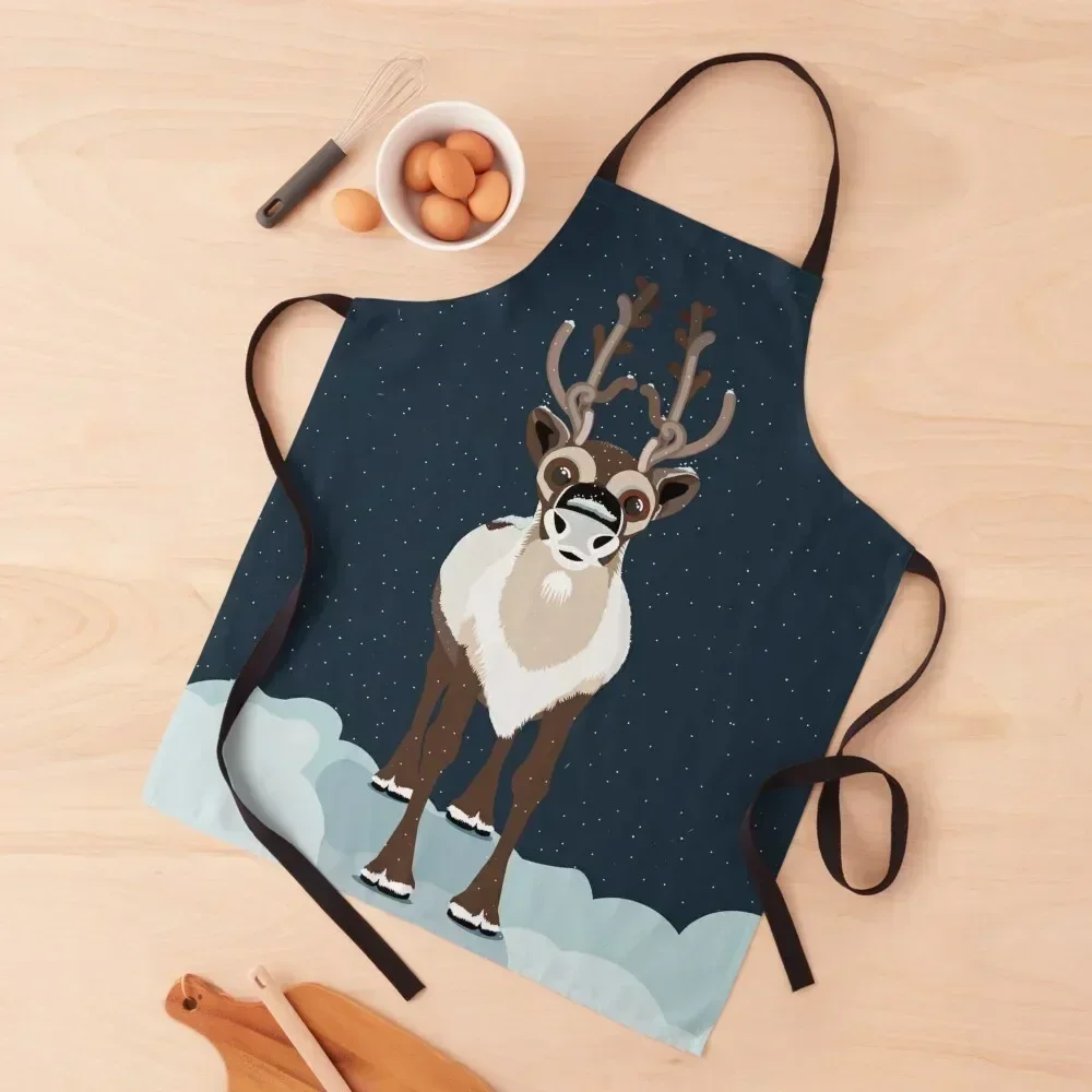 

Magical Reindeer in Christmas Night Winter Wonderland Apron Kitchen Man For Man Customizable Woman men's barbecue Apron