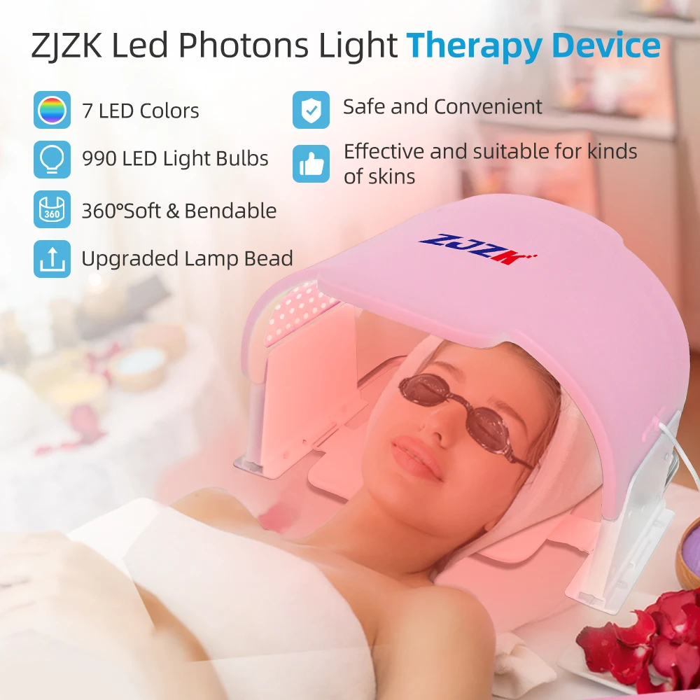 7 Colors 990 LED Chips Led Face Light Mask Therapy Au Plug Face Mask Led Red Light Face and Neck Mask for Skin Rejuvenation