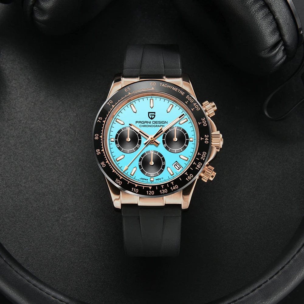2025 جديد PAGANI تصميم ساعات رجالية الذهب الفاخرة ساعة كوارتز للرجل VK63 كرونوغراف ساعة اليد AR الياقوت مرآة مقاوم للماء