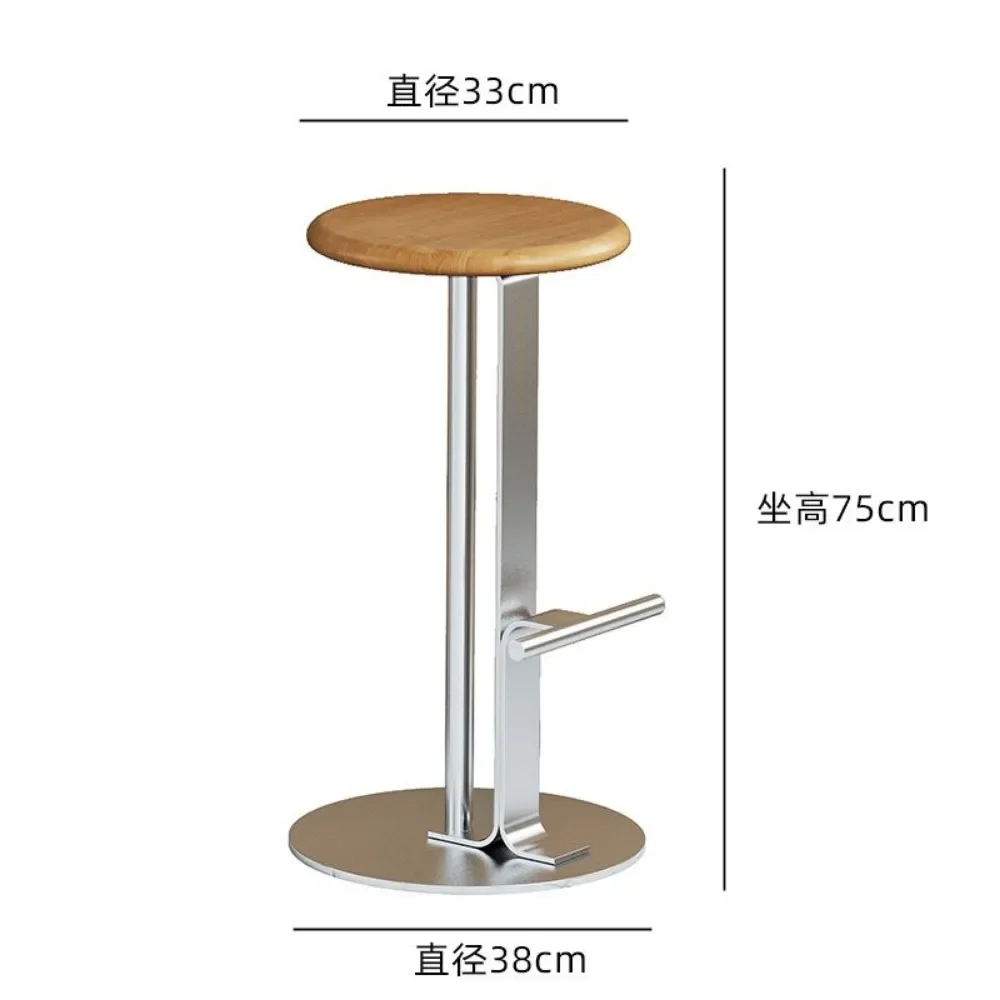 Silla de bar simple de estilo japonés, taburete alto de madera maciza para cocina y hogar, taburete simple de hierro