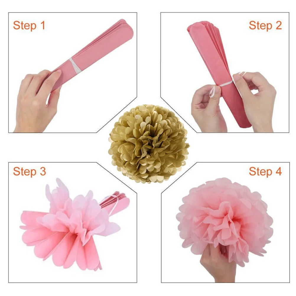 

20Pcs Paper Flower Balls Pom Poms Eco Friendly Tissue Party Decorations Birthday Wedding Baby Shower Nursery Ceiling
