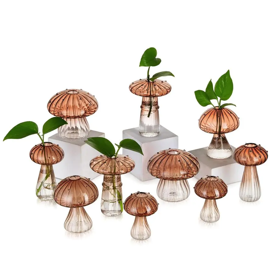 

Набор из 10 милых мини-террариумов из янтарного стекла для размножения растений, для комнатных растений, U-образные станции для проращивания грибов и растений