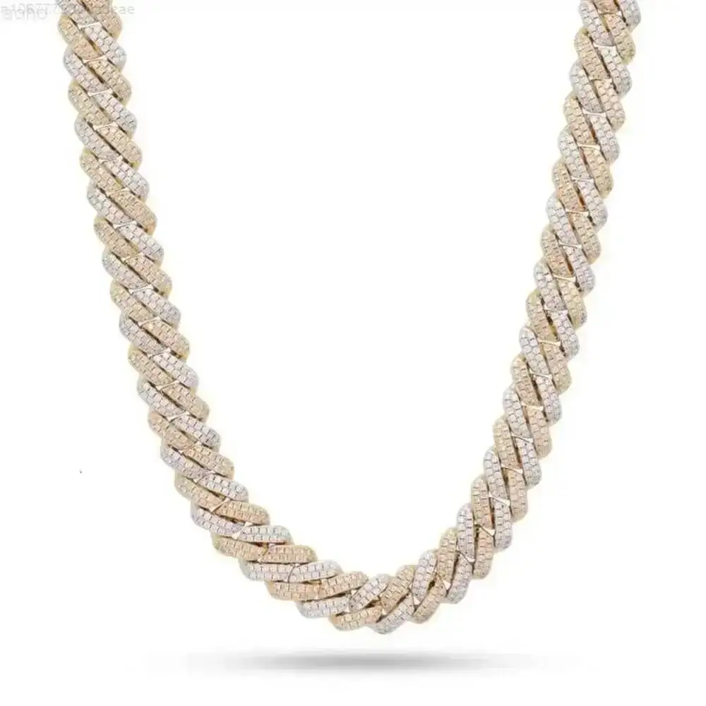

Hip Hop Jewelry Moissanite Cuban Necklace Ice Out Diamond Cuban Link 925 Silver 14mm Iced Miami Cuban Chain