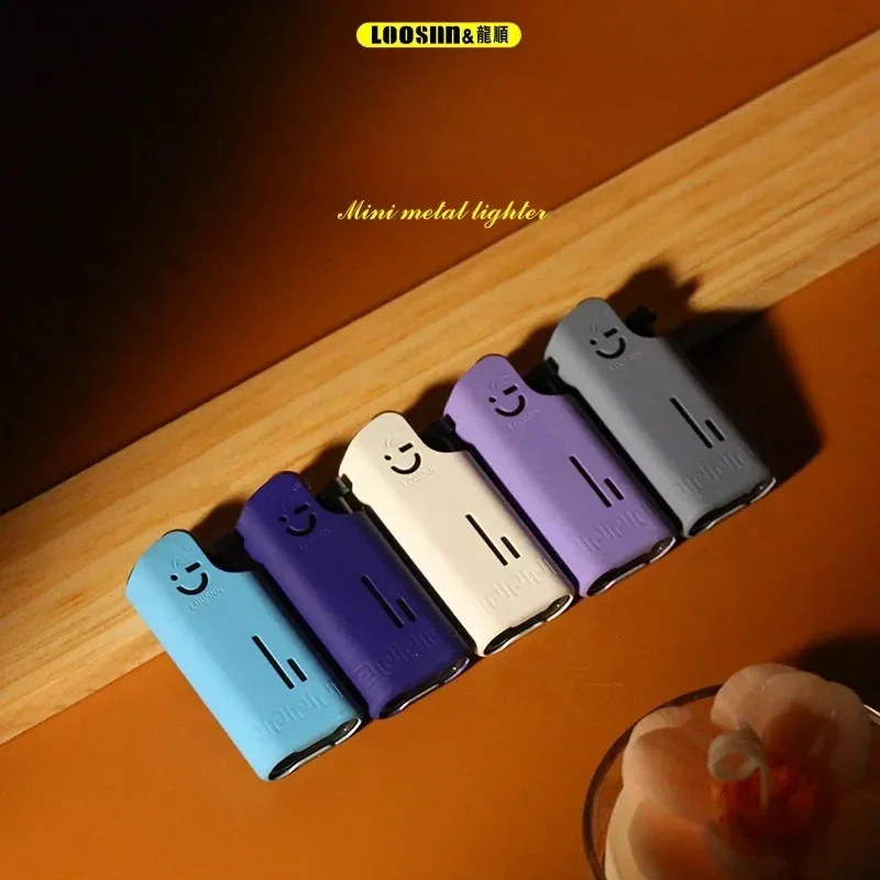 Metal Mini Smiley Face Inflatable Lighter Can Be Placed in A Cigarette Box with An Open Flame Grinding Wheel Portable Lighter - Image 5