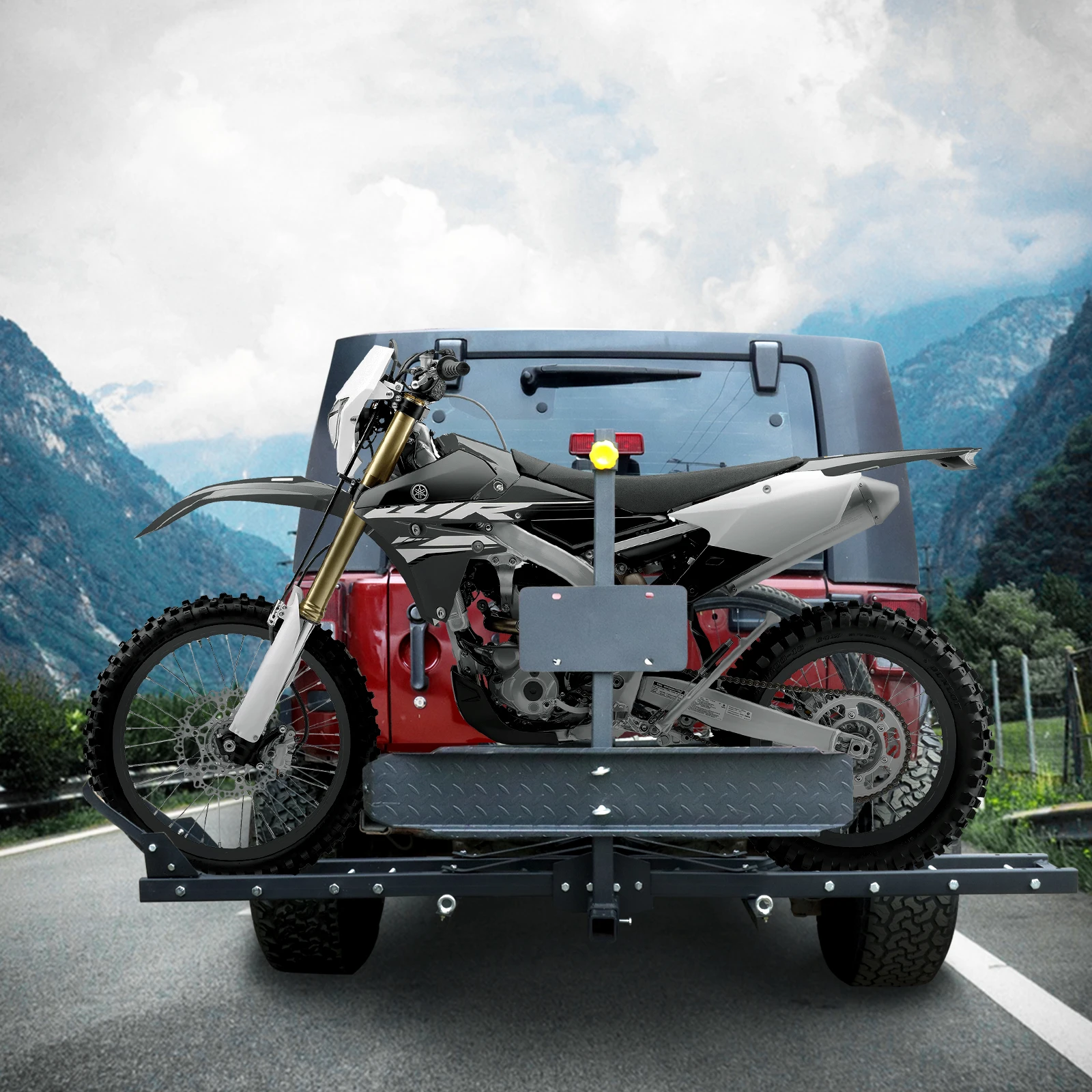 Motorcycle Trailer Hitch Carrier Scooter Dirt Bike Hauler Hitch Mount Rack for Standard 2" square III, IV or V receiver