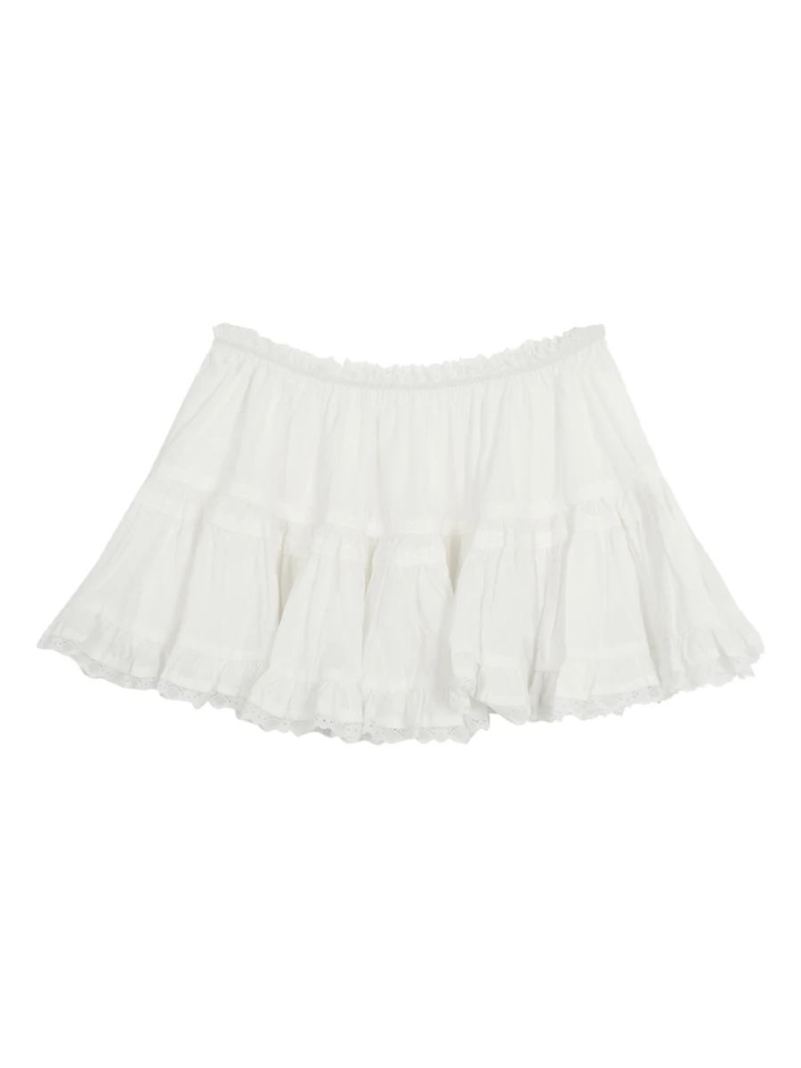 

Белая кружевная юбка трапециевидной формы с высокой талией, женская летняя новая утягивающая юбка Ele ort, простая юбка из смеси хлопка