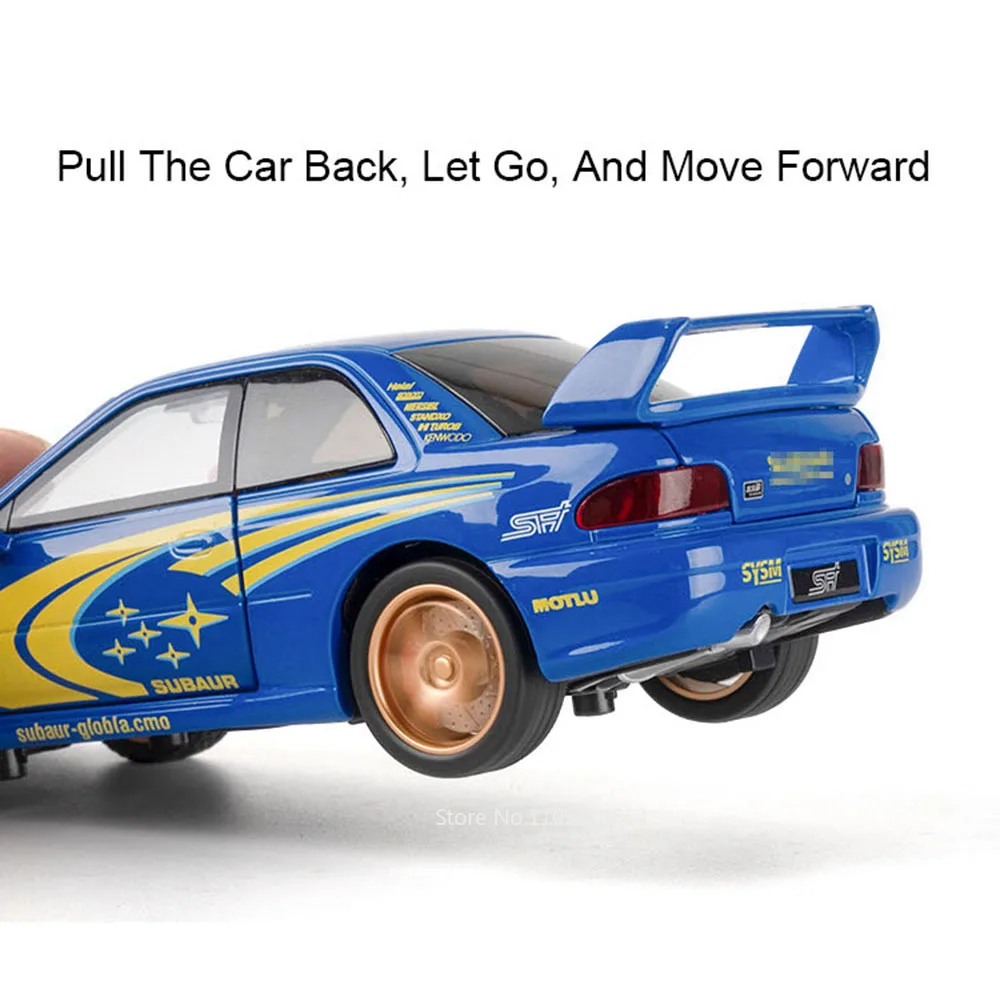 1:32 Subaru Impreza Honda NSX Metallo Pressofuso Giocattoli Modello di Auto Musica Luce Tirare Indietro 4 Porte Aperte Veicolo Regalo Di Natale Per Bambini