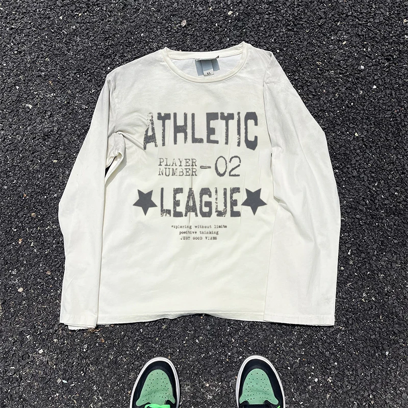 Letter Print Long Sleeve Oversized Women T-shirt American Street Autumn Women Top Fashion Casual  Streetwear Female Clothes y2k