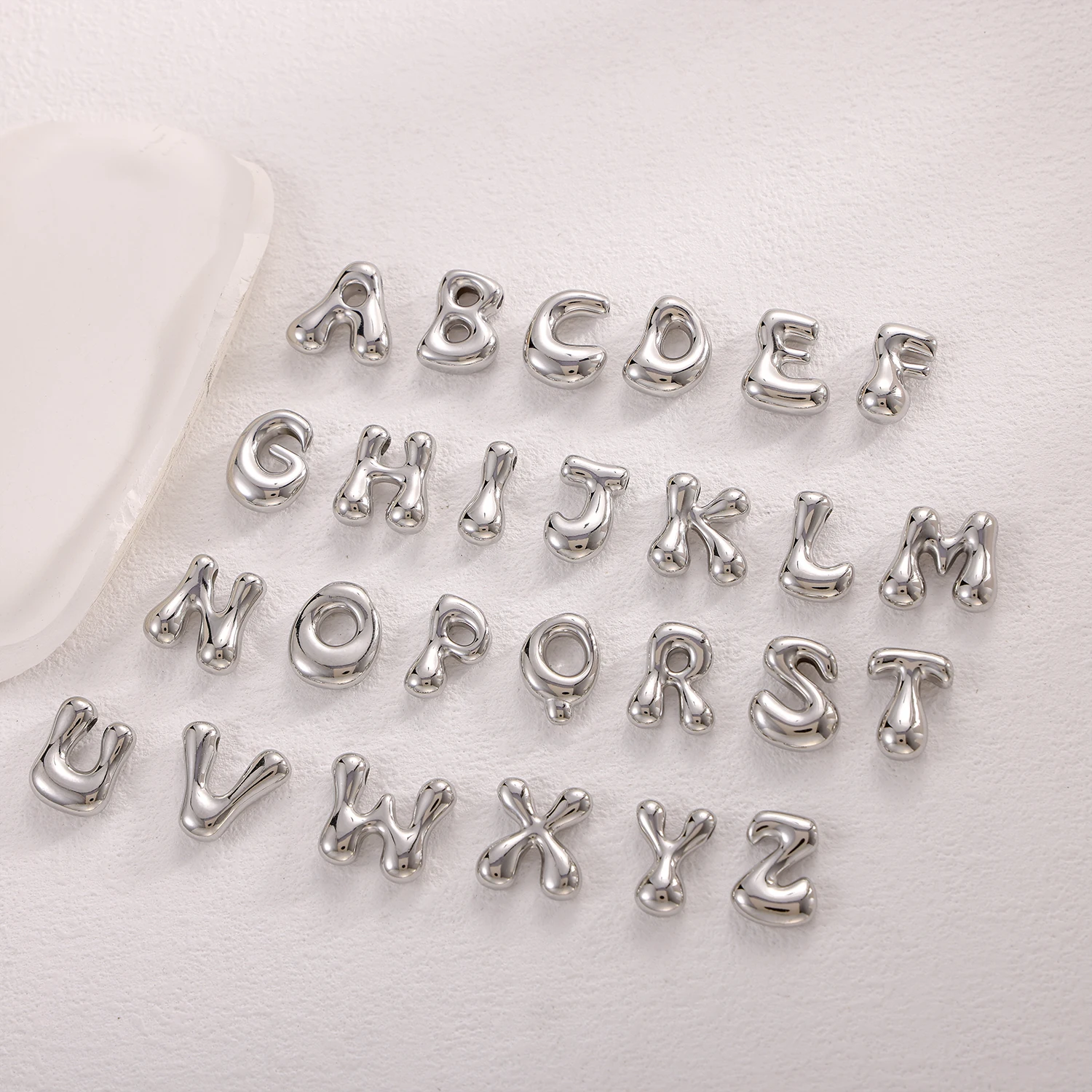 CARLIDANA Hot Sale Stainless Steel Capital Letter Alphabet Irregular Bubble Initial Pendant Charms For DIY Jewelry Necklace