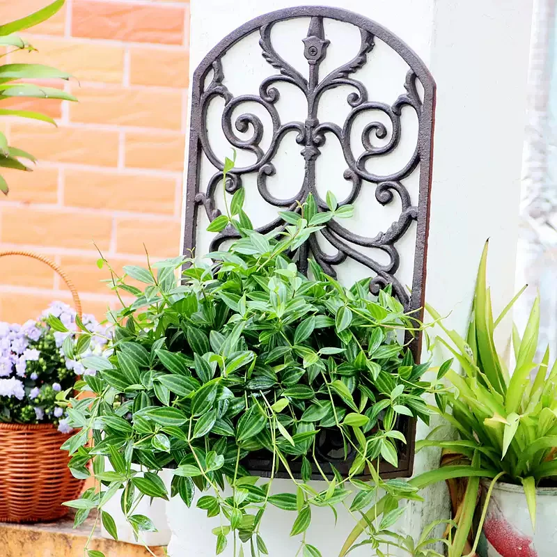 Country Style Cast Iron Wall Window Box Decoration Of Jardin Metal Balcony Window Frame Round Flower Bed Wall Planter Pot Holder