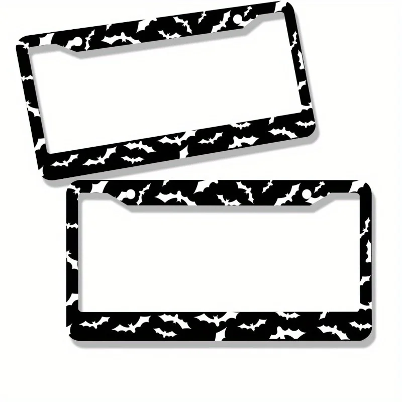 Black Bat License Plate Frame 2pcs Halloween Bat License Plate Frame Gothic Car Decoration Additions Cute License Plate Cover