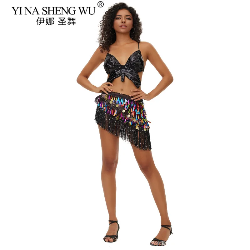 Oriental Coins Waist Hip Scarf Women Belly Dance Accessories Sequins Tassel Hip Scarf Belly Dance Belt Hip Scarf Bellydance Prop