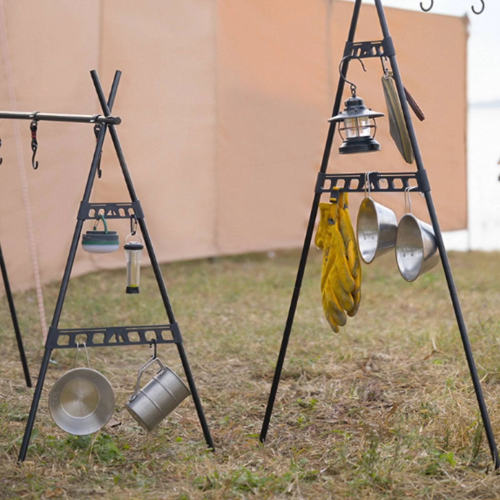Camping Rack Brackets Metal Hanging Rack Brackets Bracket Minimalist for Campers, Outdoor Cooking, Picnics