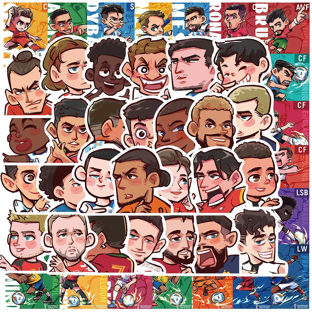 10/30/50 Stück Lustige Niedliche Fußballstar-Cartoon-Aufkleber DIY Notizbuch Laptop Handy Koffer Wasserfeste Kawaii Graffiti-Sticker-Aufkleber