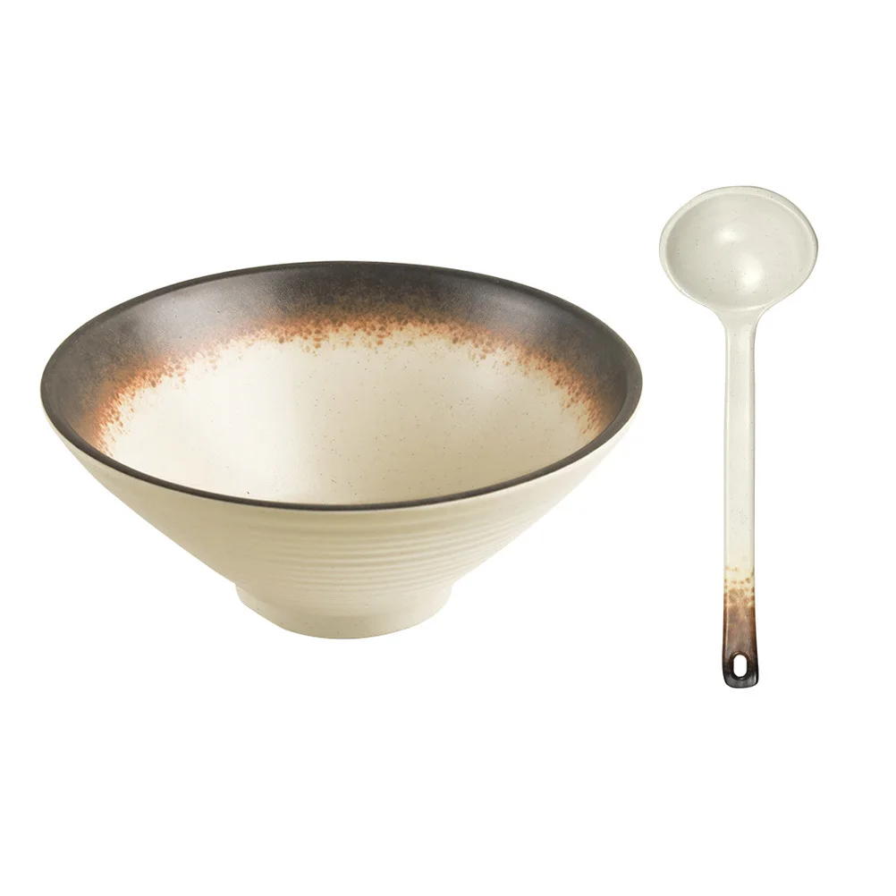 

Набор меламиновых мисок с ложкой, стильный нетражный суп, лапша, рамэн, можно мыть в посудомоечной машине, штабелируемый для использования в помещении и на открытом воздухе, кемпинга