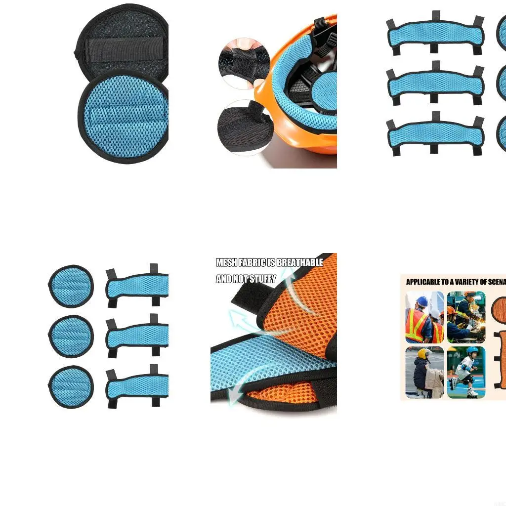 Safety Helmet Inner Pad Set with Top Insert, Breathable Hard Hat Sweatband, Reusable Washable for Daily Work Wear 896C