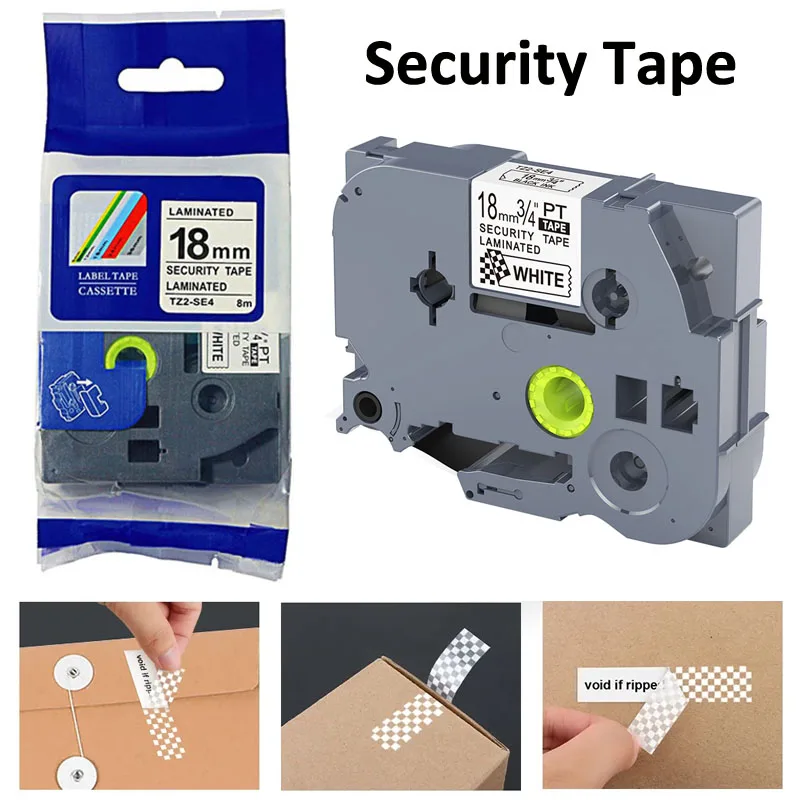 tz 18mm SE4 24mm SE5 Compatible Brother tze SE4 SE5 Security Tapes for Brother P touch Label Maker 24mm Black on White Tape