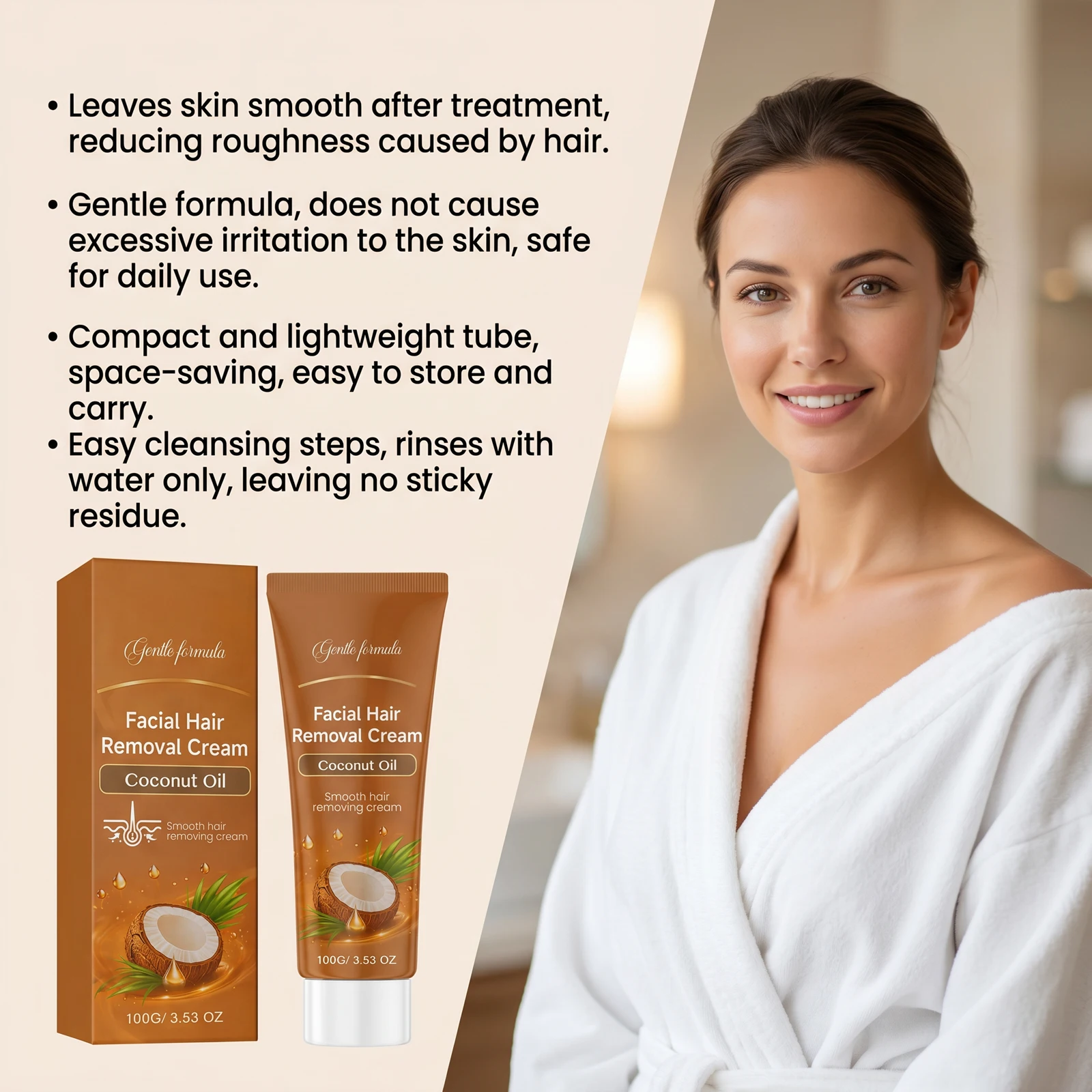 Coconut Oil Hair Removal Cream Gentle Non-Irritating Growth Inhibition Suitable For Armpits Lips Arms Legs Private Parts Etc New
