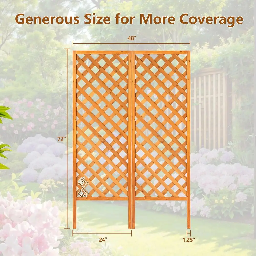 Wooden Garden Trellis Panels, 72 H x 24 W, Weather-Resistant Lattice for Privacy and Vines