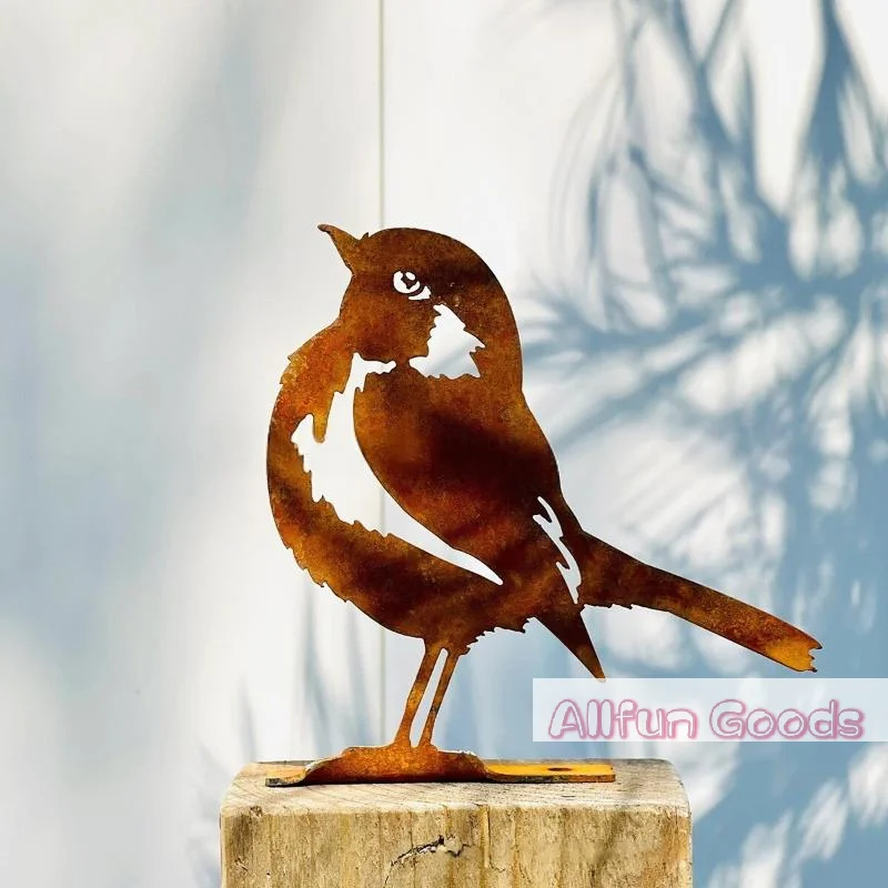 1Pc Rust-Colored Bird Comfortable Home And Garden Decoration Country Metal Artwork Backyard Wall Decoration Iron Garden Decorati