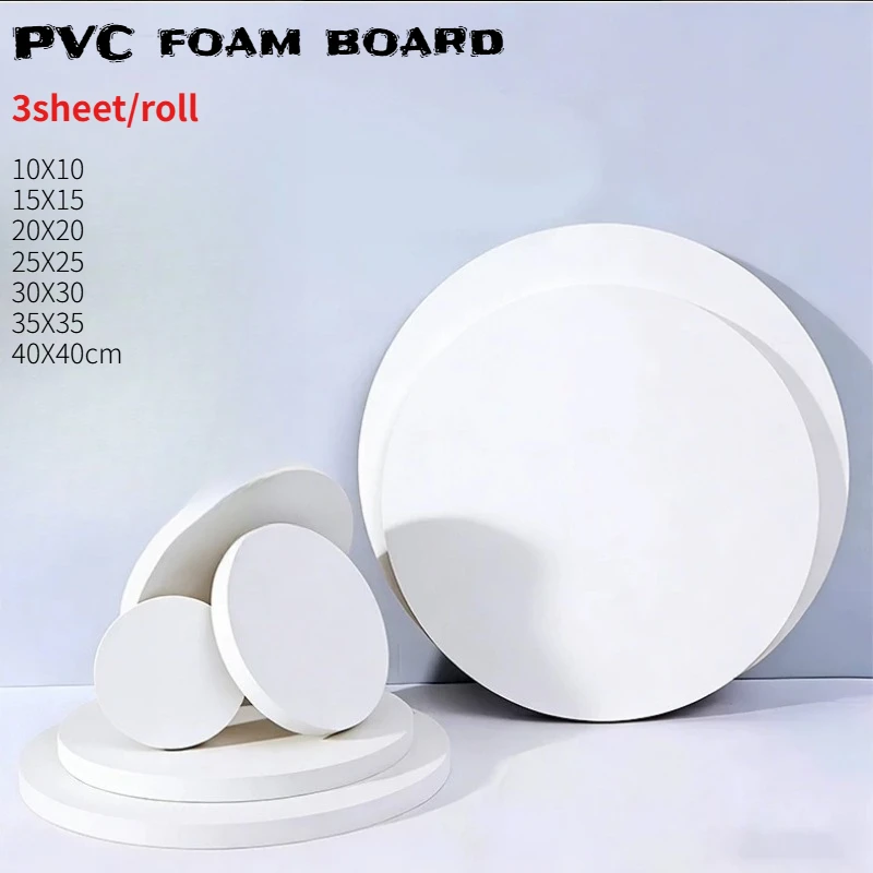 High Density Round Foam Board 3Pcs PVC Craft Board Kindergarten DIY Handmade Material No Engraving Custom Size