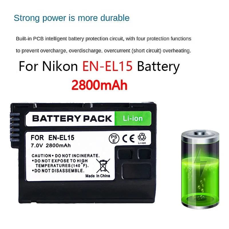 

High Quality 2800mAh EN-EL15 EN EL15 Battery for Nikon D600 D610 D600E D800 D800E D810 D7000 7100 D7500 EL 15A Camera Battery