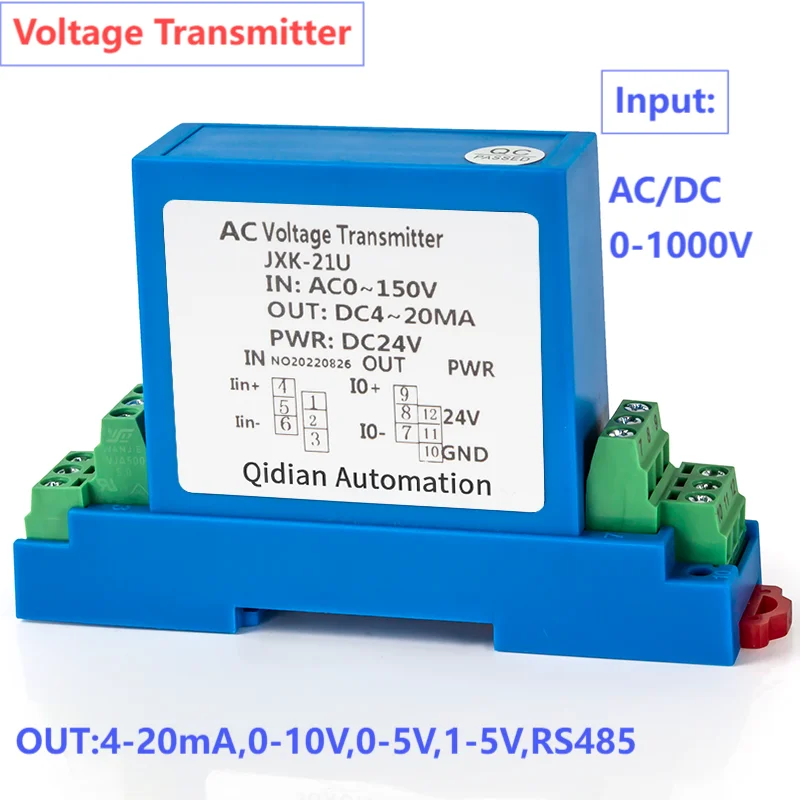 Hall Voltage Sensor Transmitter 4-20mA 0-10V 0-5V 1-5V Output AC200V DC200V Input Hall Voltage Transformer