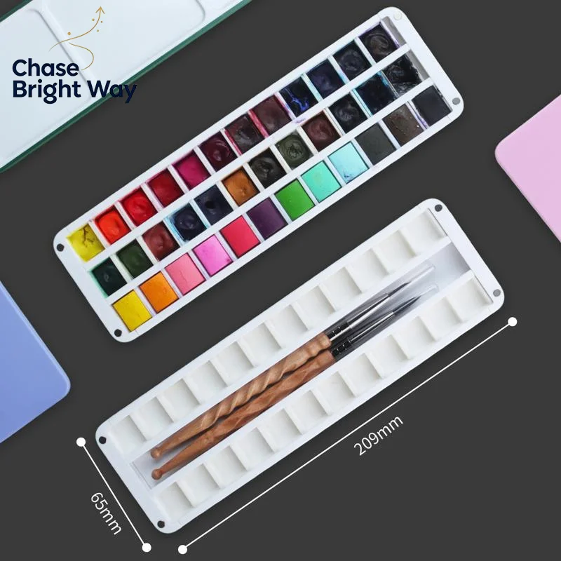 Watercolor Painting Case with Half Full Pans for Professional Acrylic Gouache Artists