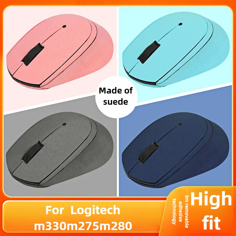 

For Logitech M330/M275/M280 Mouse Stickers: Full-Cover Faux Suede – Anti-Slip Sweat-Absorbent Back & Side Skins