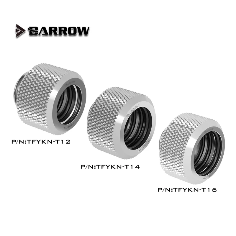Barrow TFYKN-T12 PC Water Cooling Connector OD 12mm 14mm 16mm Hard Tube Hand Compression Fittings G1/4'' Black/ Silver/ White