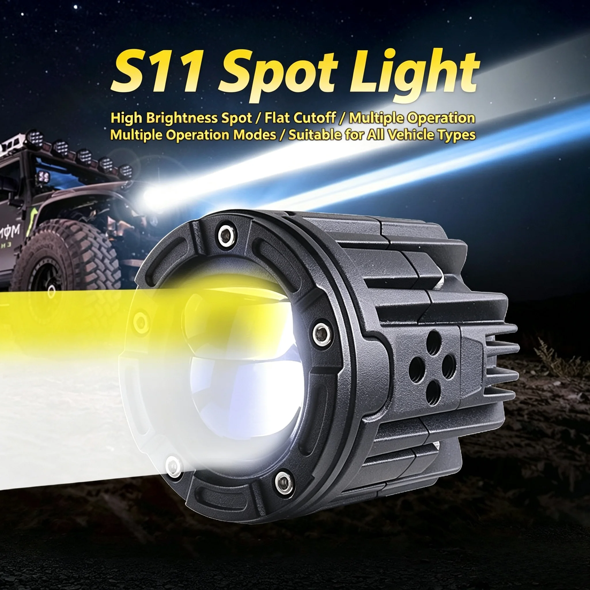 NXY S11 Smart Waterproof Bi LED Projector Headlight Dual Beam Work Light Motorcycle Car Lamp High Bright LED Driving Fog Lamp