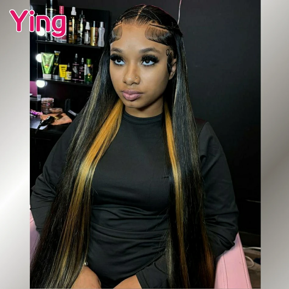 

Highlight Yellow Colored 200% Bone Straight 13x6 Lace Front Wigs Human Hair PrePlucked With Baby Hair 5x5 Closure Wigs For Women