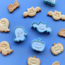 Halloween Cookie Cutter Ghost Bat Pumpkin Biscuit Mold Stamp Fondant Cake Decoration Tool Sugarcraft Embossed Mold Hand Pressure