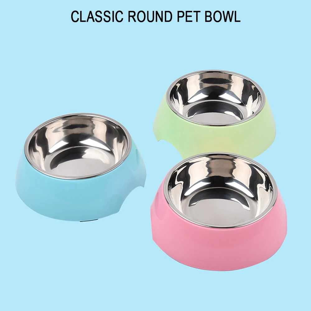 

PP + Stainless Steel Bowl Classic Circular Pet Bowls Small And Medium-sized Cat And Dog Supplies Pet Food Utensils Easy To Clean