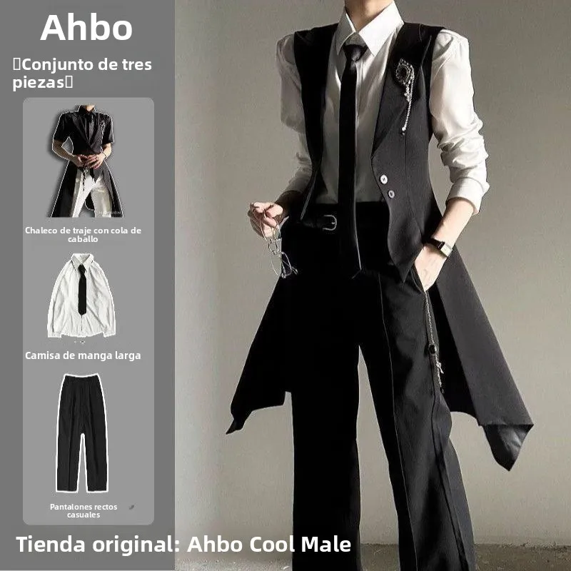 Conjunto de Traje Negro a Medida para Hombre y Mujer, Primavera-Otoño, Estilo Elegante, Chaqueta Entallada, Chaleco de Traje ...