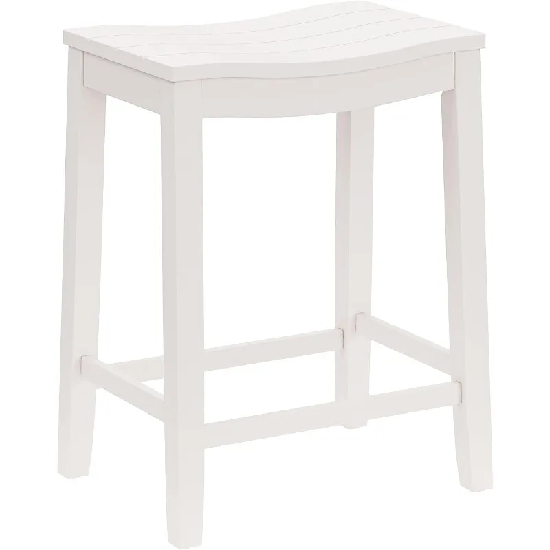 Furniture Fiddler Backless Counter Height Saddle Stool, White