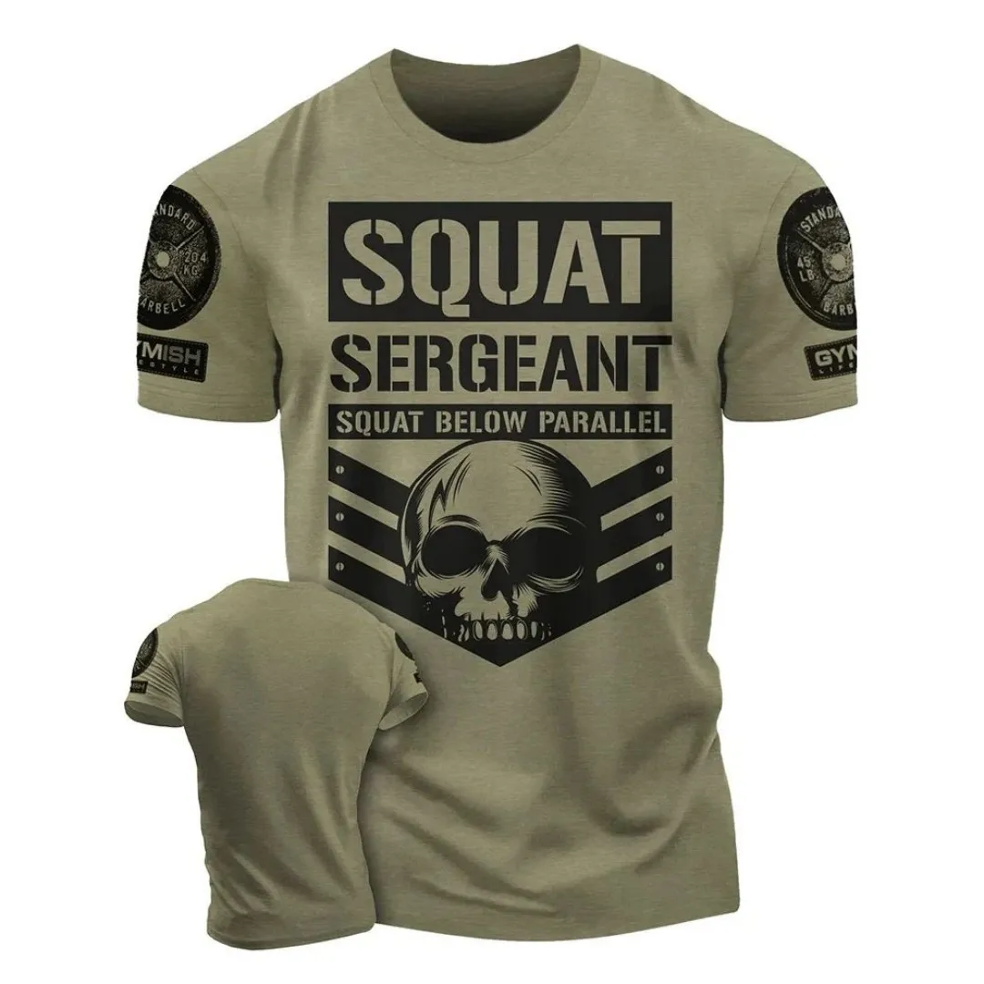 New men's summer gym training letter print micro elastic breathable round neck T-shirt outdoor sports top