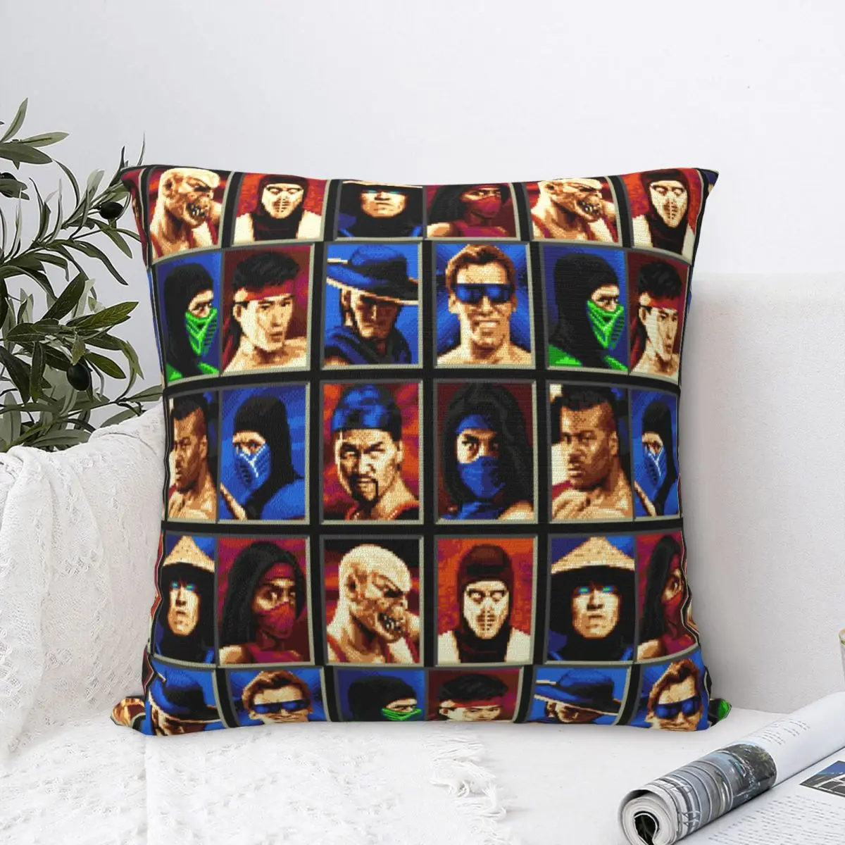 Mortal Kombat II Genesis Character Select 16 Bit Retro Gamer Collage Pillow Case Cushion Covers Decor Pillowcase for Home