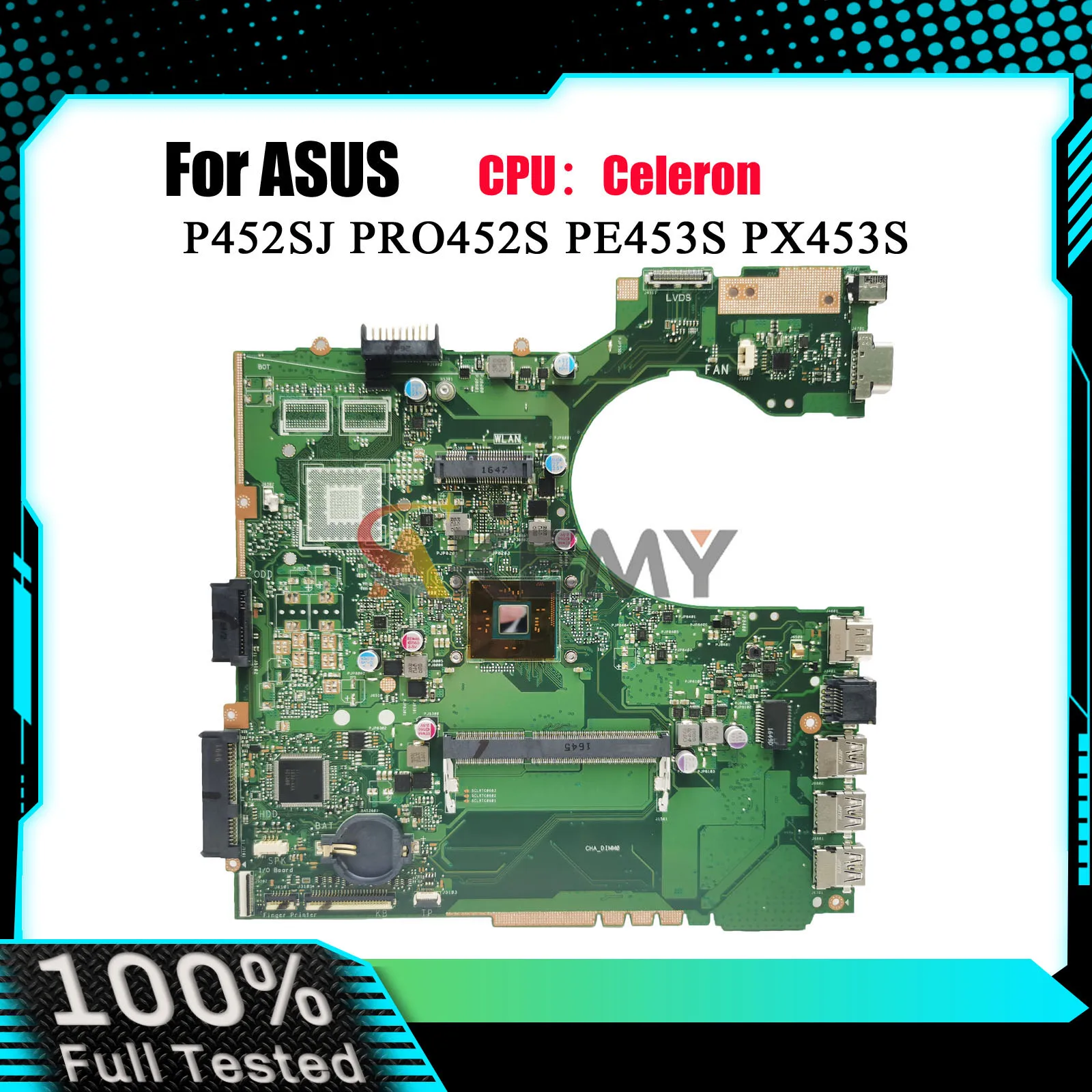 P452SA Laptop Motherboard For ASUS PX453S P452S P452SJ P452SA PE453S PRO452S Notebook Mainboard With Celeron CPU 108% tests OK