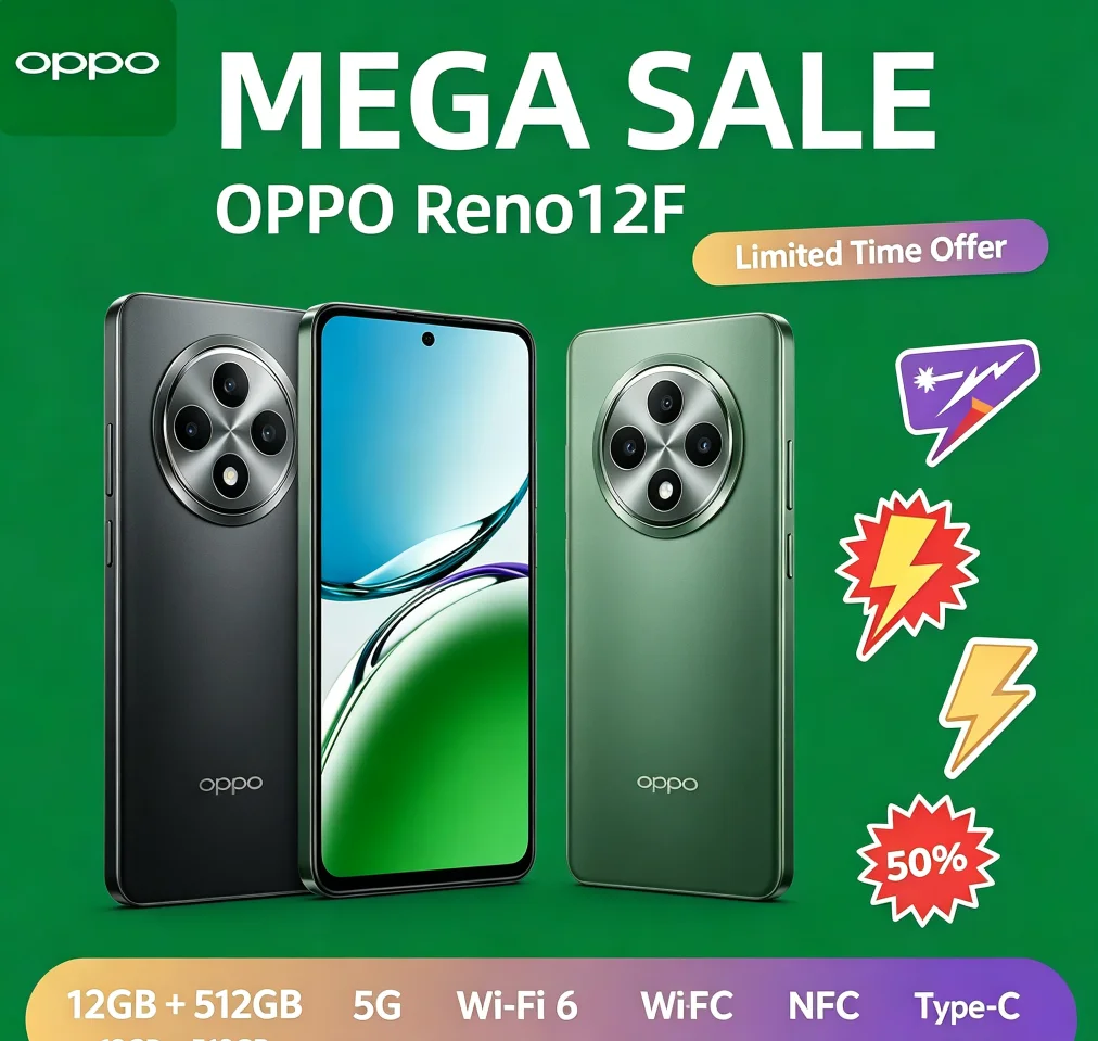 Popular Hot 2026 Global Unlocked OPPO Reno12F Android Phone 12+512GB Large Memory Module Optimized Running Stable Smart