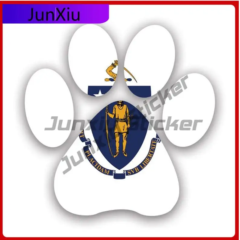 

Massachusetts State Paw Print Shaped Sticker Uv Protected Dog Dogs Cat Cats Pet Pets Puppy Prints Car Sticker Vinyl Decal