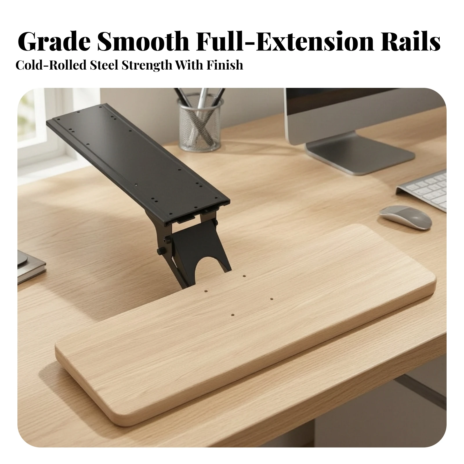 Under Desk Keyboard Tray Space-Saving Keyboard Tray with Slide Rail Furniture Accessory Sturdy Heavy Duty for Office Workers